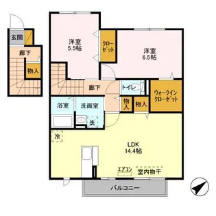 ポルテボヌール Ⅰ【2階】の間取り