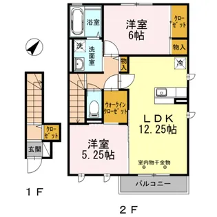 Lune soleil(ルナ・ソレイユ)A【2階】の間取り