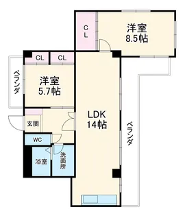 タウン唐山F棟【306号室】の間取り