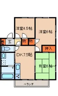 エリームA棟【201号室】の間取り