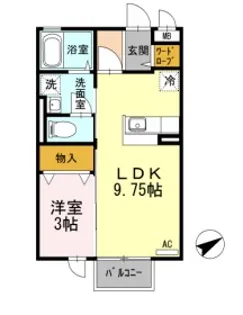 スリーエイト扇【203号室】の間取り