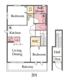 リューデ・ラセンブルFH【201号室】の間取り
