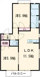 グランシードのぐち【01050号室】の間取り