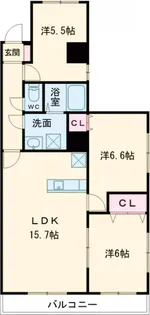 中今泉ヴィラージュマンション【203号室】の間取り