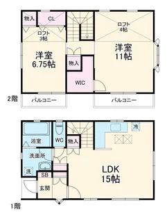 Rocky Moon Hills B棟【1号室】の間取り