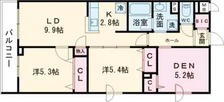 プライムガーデン若木【1階】の間取り