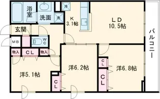 プライムガーデン若木【0126号室】の間取り