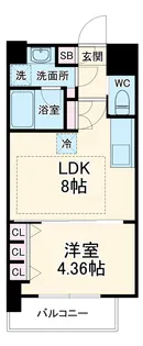 松ヶ枝町プライマリーワン【9階】の間取り