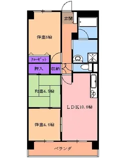 元今泉レジデンス【1003号室】の間取り