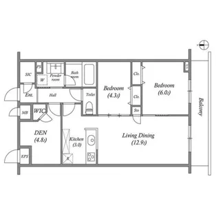 プライムガーデン若木【4階】の間取り