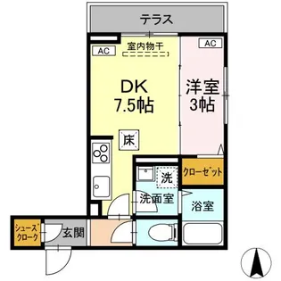Dスクエア子安町【105号室】の間取り