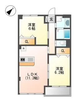 フィオーレ(fiore)【2階】の間取り