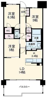 プラウド星ヶ丘【5階】の間取り