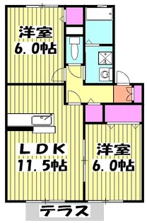 クレールルピナスB【2階】の間取り