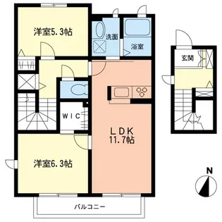 若宮ハイツ坂下【2階】の間取り