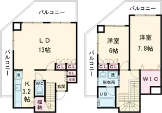 プランタンカミヤ【403号室】の間取り