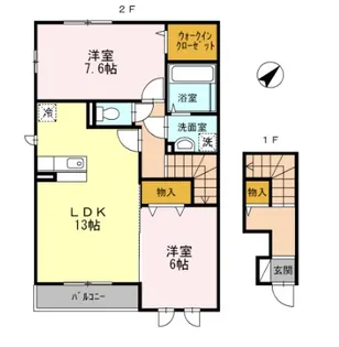 エクセレント三輪野山 Ⅰ【2階】の間取り