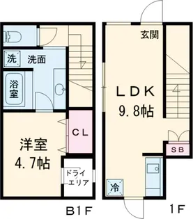 スクエアコート早稲田【-1階】の間取り