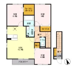 リヴェールA棟【2階】の間取り