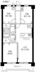 アイリスハイツ古淵【5階】の間取り