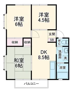 井口ハイツA棟【1階】の間取り
