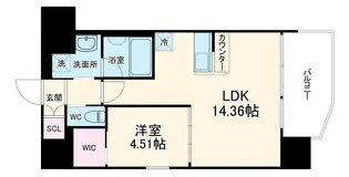 プレジオ九条【13階】の間取り