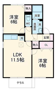 ハピネス白根 A【1階】の間取り