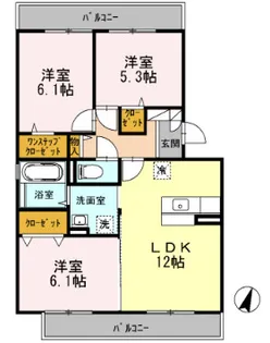 スカイハイム【302号室】の間取り