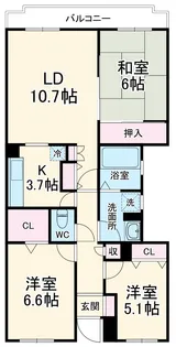 ビューパレー船橋三番街【4階】の間取り