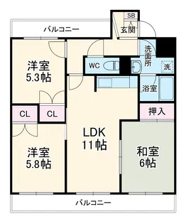 エスペランス池浦B棟【4階】の間取り