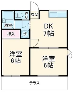タウンハイツ富士見【101号室】の間取り