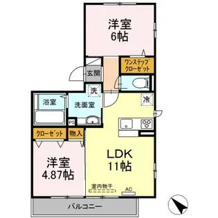 セジュールエスト 弐番館【303号室】の間取り