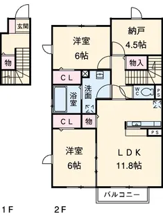 グローリアコートB【2階】の間取り