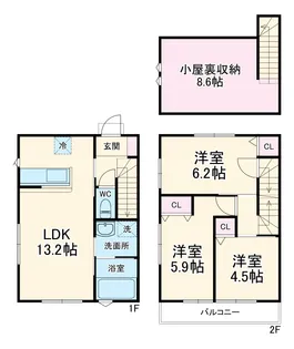レアソラーナ青葉【101号室】の間取り