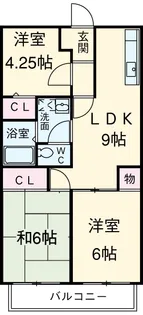 サンハイム夢来【1E号室】の間取り