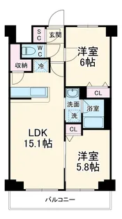 アソシエール大倉山【4階】の間取り