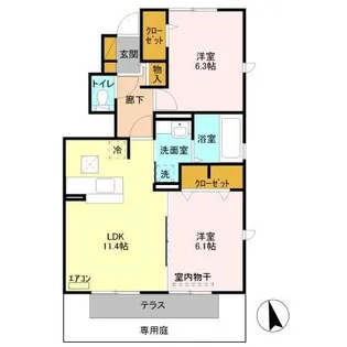 ラシャンスマチハタ【1階】の間取り