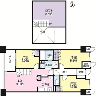 スルバリエ梶ヶ谷【4階】の間取り