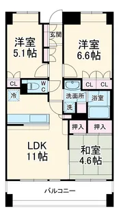 ジュビランあざみ野【105号室】の間取り