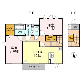 フォンティーヌ Ⅱ棟【2階】の間取り