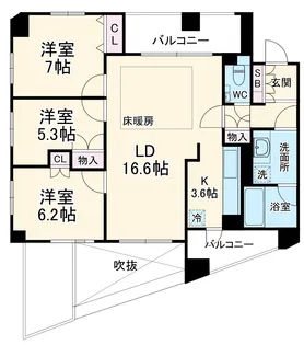 TheCenturyMiyazakidai【5階】の間取り