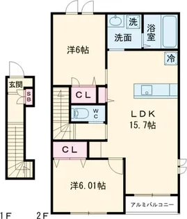 グランシャリオ【2階】の間取り