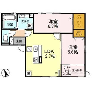 グレース新田 A棟【103号室】の間取り