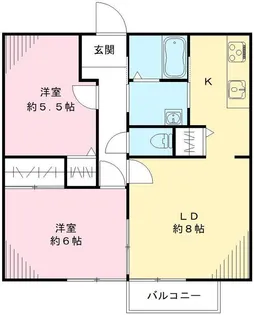 ラウンドフィールド霞B【1階】の間取り