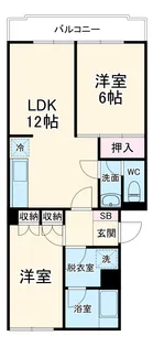 サンバレーフラッツA棟【1階】の間取り