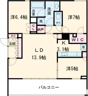 ガーデニエール砧WEST【10階】の間取り