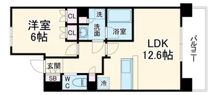 ロジュマンタワー梅田【19階】の間取り