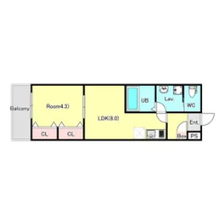 ジーメゾン八王子狭間カサレア【102号室】の間取り