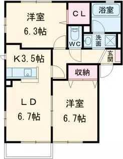 ベルハイツD【1階】の間取り