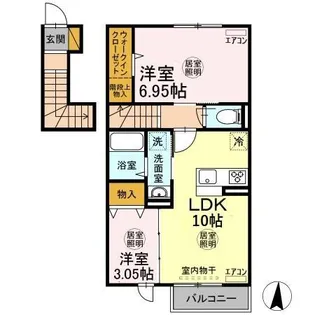 リッチモンブラン【202号室】の間取り